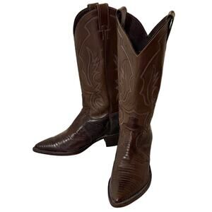 VTG 90’s Justin Iguana Lizard Women’s Size 8 Brown  Cowboy Boots USA EUC